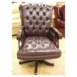 Leather Button Tufted Swivel Executive Desk Chair 