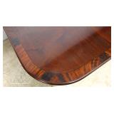 BEAUTIFUL Mahogany and Rosewood Banded Quad Double Pedestal Dining Room Table with (2) 18” Leaves BEAUTIFUL Mahogany and Rosewood Banded Quad Double Pedestal Dining Room Table with (2) 18” Leaves