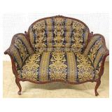 VINTAGE Highly Carved and Ornate Mahogany Frame Loveseat VINTAGE Highly Carved and Ornate Mahogany Frame Loveseat