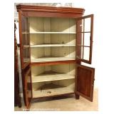  ANTIQUE 4 Door 12 Pane Mahogany Country Corner Cabinet – auction estimate $300-$600 