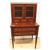  ANTIQUE SOLID Mahogany French Flip Top Desk with Bookcase Top – auction estimate $200-$400 