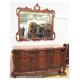 6 Piece Burl Mahogany VINTAGE Bedroom Set with Carved Swan Heads on Low Chest and Full Size Bed – au