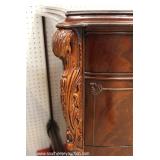 6 Piece Burl Mahogany VINTAGE Bedroom Set with Carved Swan Heads on Low Chest and Full Size Bed – au