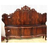 6 Piece Burl Mahogany VINTAGE Bedroom Set with Carved Swan Heads on Low Chest and Full Size Bed – au