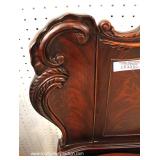 6 Piece Burl Mahogany VINTAGE Bedroom Set with Carved Swan Heads on Low Chest and Full Size Bed – au