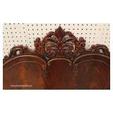 6 Piece Burl Mahogany VINTAGE Bedroom Set with Carved Swan Heads on Low Chest and Full Size Bed – au