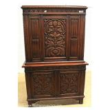  9 Piece Highly Carved and Ornate Oak Depression Refectory Dining Room Set in the Original Finish– a