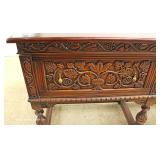  9 Piece Highly Carved and Ornate Oak Depression Refectory Dining Room Set in the Original Finish– a