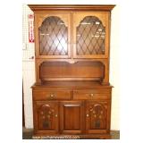  6 Piece Country Stenciled Breakfast Set – Hutch and Chairs by “Hitchcock Furniture” and Table by “E