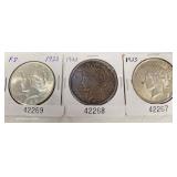 Selection of U.S. 1923 Silver Peace Dollars – auction estimate $20-$50 each 