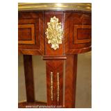  PAIR of Mahogany Inlaid and Banded French Style One Drawer 2 Tier Stands with Applied Bronze – auct