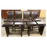  5 Piece Nice Contemporary Mahogany Finish Pub Table with 4 Leather Like Chairs and 2 Double Seat St