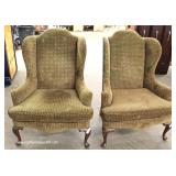  PAIR of Queen Anne Upholstered Wing Back Chairs – auction estimate $200-$400 