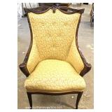  PAIR of Carved Mahogany Frame Button Tufted Fireside Chairs – auction estimate $200-$400 