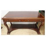  PAIR of Mahogany Banded and Inlaid Rope Carved 2 Drawer Library Tables – to be sold separate – auct