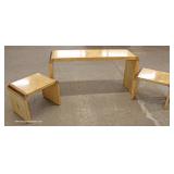  Mid Century Modern 3 Piece Console with 2 Stools – auction estimate $200-$400 