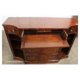 Burl Mahogany Credenza with 6 Drawers, Bookcase Sides and Desk – auction estimate $100-$300 