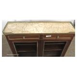  ANTIQUE Mahogany Inlaid French 2 Drawer 2 Door Marble Top Server – auction estimate $200-$400 