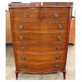  Mahogany Bow Front High Chest and Low Chest with Mirror – auction estimate $300-$600 
