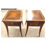  PAIR of Mahogany Leather Top One Drawer Lamp Tables – auction estimate $100-$200 