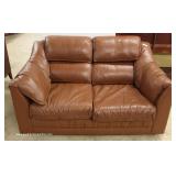  Contemporary 2 Piece Brown Leather Sleeper Sofa and Loveseat – auction estimate $300-$600 