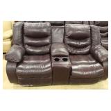  Contemporary 3 Piece Brown Leather Sofa, Chair and Loveseat with Cup Holders – auction estimate $40