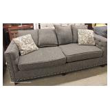  LIKE NEW Contemporary 2 Piece Gray Sofa and Loveseat with Decorative Pillows – auction estimate $20