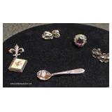  Tray Lot of Sterling including Earrings, Locket, Ring and Spoon Brooch – auction estimate $30-$80 