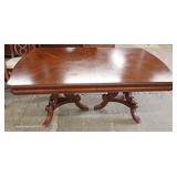 9 Piece Contemporary Mahogany Finish Inlaid Dining Room Table with 8 Queen Anne Chairs – auction es