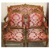 5 Piece French Style Carved Upholstered Parlor Set including Settee and 4 Arm Chairs – auction Esti