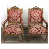  5 Piece French Style Carved Upholstered Parlor Set including Settee and 4 Arm Chairs – auction Esti
