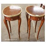 PAIR of French Style Mahogany Inlaid and Banded One Drawer Side Tables with Applied Bronze – auctio