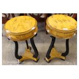  PAIR of Burl Walnut and Black French Style One Drawer Side Tables – auction estimate $100-$300 