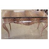  Cheetah Style Print Queen Anne Console Table – auction estimate $100-$300 