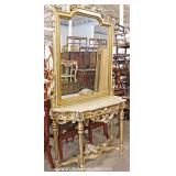  2 Piece French Style Carved Marble Top Console with Mirror – auction estimate $200-$400 