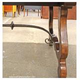  Contemporary Mahogany Large Dining Room Table with Metal Stretcher Decorator Base  and 10 Upholster