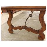  Contemporary Mahogany Large Dining Room Table with Metal Stretcher Decorator Base  and 10 Upholster