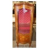  Mahogany French Inlaid and Banded Button Tufted Crystal Cabinet – auction estimate $200-$400 