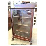  ANTIQUE Mahogany 1 Door Bookcase with Fancy Backsplash  Auction Estimate $200-$400 – Located Inside