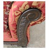  NEW 2 Piece Living Room Set with Carved Mahogany Frame Fancy Legs and Pillows  Auction Estimate $30