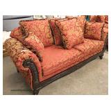  NEW 2 Piece Living Room Set with Carved Mahogany Frame Fancy Legs and Pillows  Auction Estimate $30