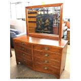  Mahogany Inlaid Serpentine Front High Chest and Low Chest with Mirror  Auction Estimate $200-$400 –