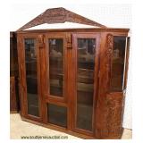  Hand Crafted Hand Carved Solid Mahogany Display Cabinets with Glass Shelves  Owner says it was hand