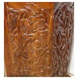  Hand Crafted Hand Carved Solid Mahogany Display Cabinets with Glass Shelves  Owner says it was hand