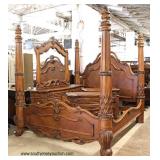  Impressive 4 Piece Contemporary King Bedroom Set with Stenciled Tops and Marble Accents  Owner says