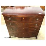  ANTIQUE Burl Mahogany 4 Drawer Hepplewhite Style Chest  Auction Estimate $300-$600 – Located Inside