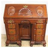  BEAUTIFUL Antique Shell Carved SOLID Mahogany Slant Front Desk attributed to Feldenkreis Furniture