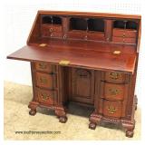 BEAUTIFUL Antique Shell Carved SOLID Mahogany Slant Front Desk attributed to Feldenkreis Furniture