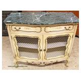  Country French Style Marble Top 2 Drawer 2 Door Server  Auction Estimate $100-$300 – Located Inside