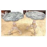  PAIR of Scalloped Top Marble Top Paint Decorated Lamp Tables  Auction Estimate $200-$400 – Located 